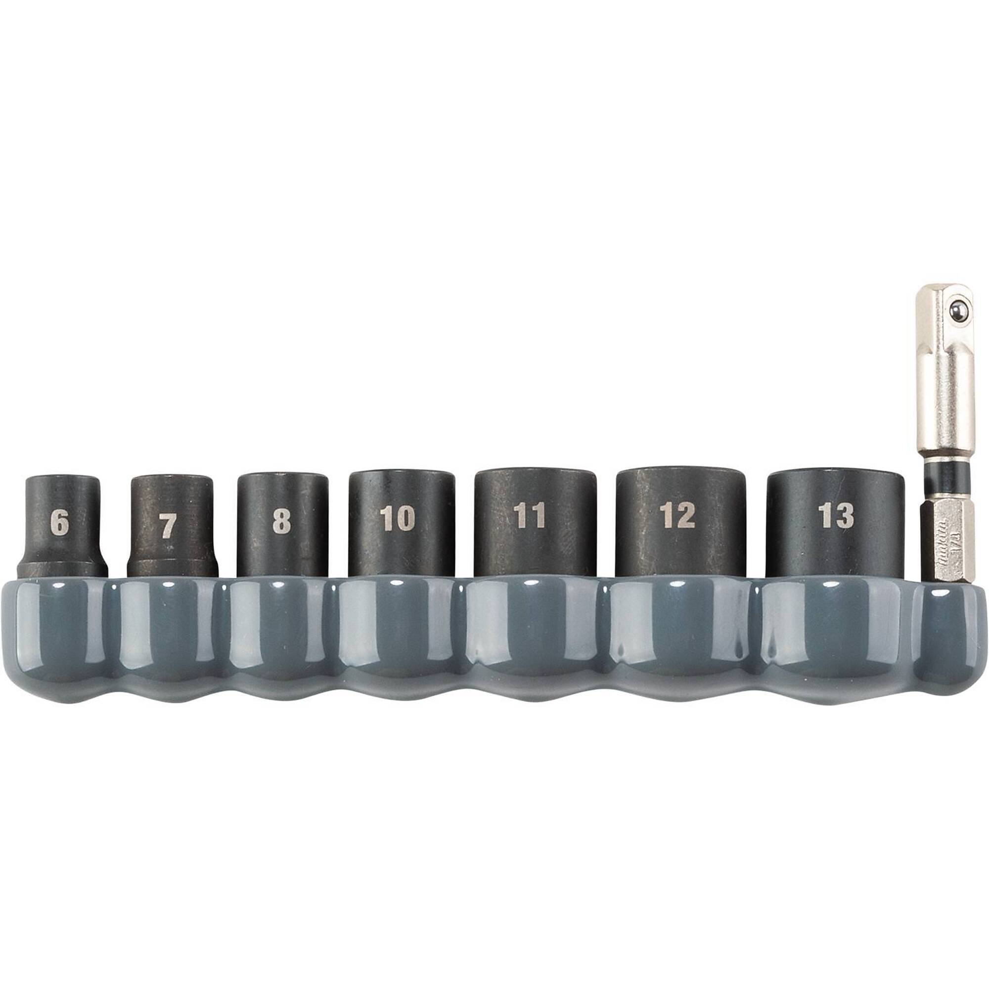 Makita® Impact XPS® 8 Pc. 1/4" Drive 6-Point Metric Impact Socket Set W/ Socket Adapter, Model# E-01694